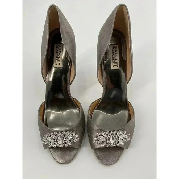 BADGLEY MISCHKA Womens Giana II Open Toe D-orsay Silver Metallic Pewter 9.5 - Picture 3 of 10